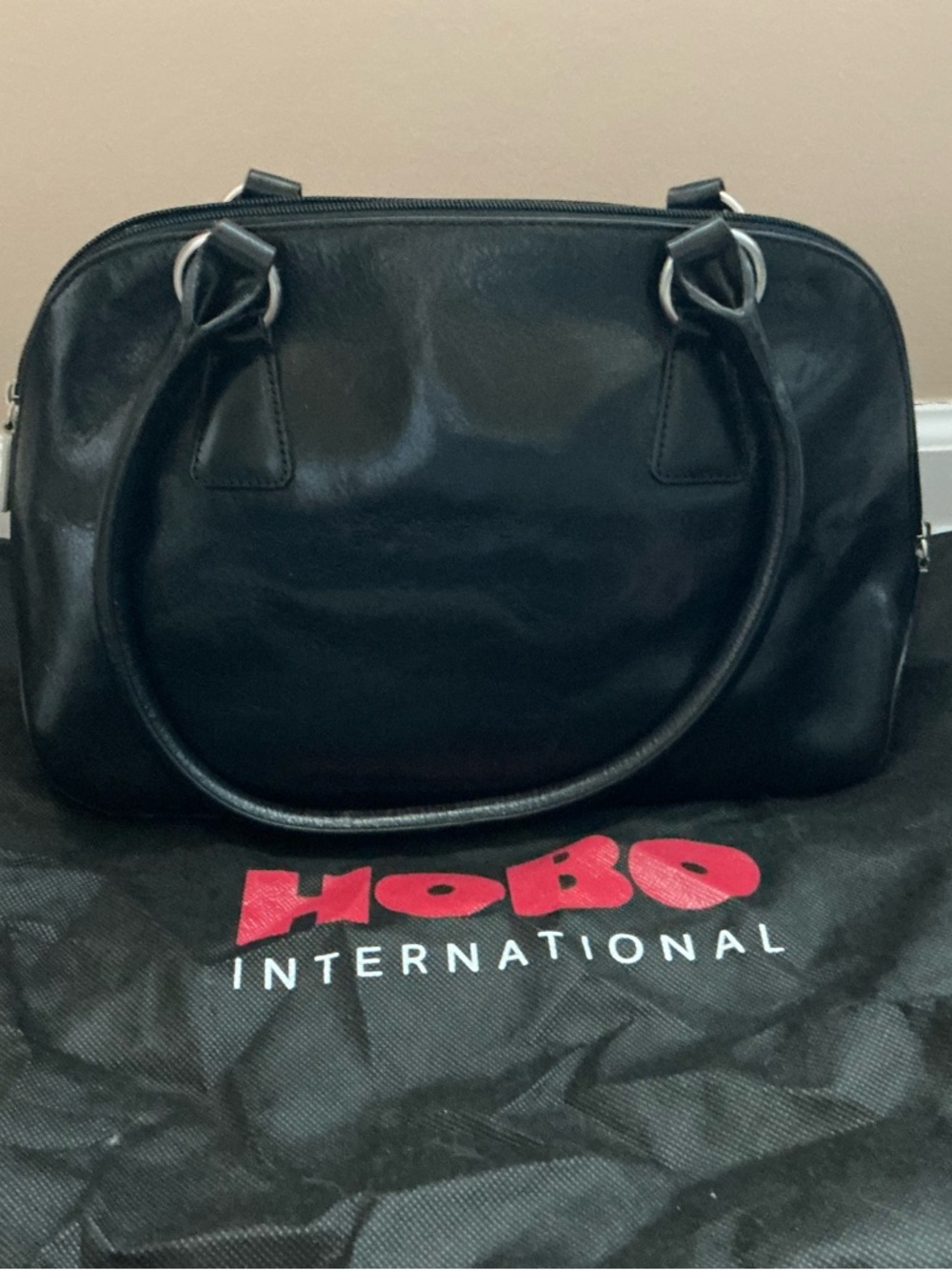 HOBO Black Leather Dome-Style Hobo Bag